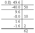 This image shows how the above expression can be recorded as long division.