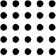 An array of dots arranged in 5 rows and 5 columns.
