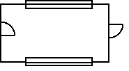Outline of classroom as a simple rectangle, showing locations of windows and doors.