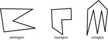 Picture of an irregular pentagon, hexagon and octagon.
