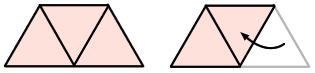 One triangular section of the trapezium is folded inwards to form a rhombus.