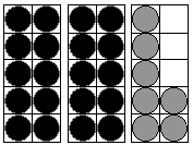 This image shows three tens frames, two with 10 dots, and one with 7 dots.