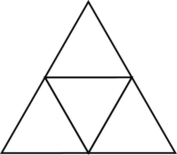 One possible net for a tetrahedron. 4 equilateral triangles are arranged to form one large triangle