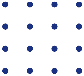 An array of 16 dots organised into four rows of four.