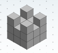 A 3D cube-tower represented on isometric paper.
