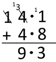 Standard algorithm used to solve 14.1 + 4.8.