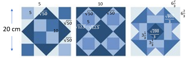 Examples of calculating triangle lengths on pattern.