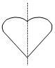 Diagram of a vertical line of symmetry on a heart shape.
