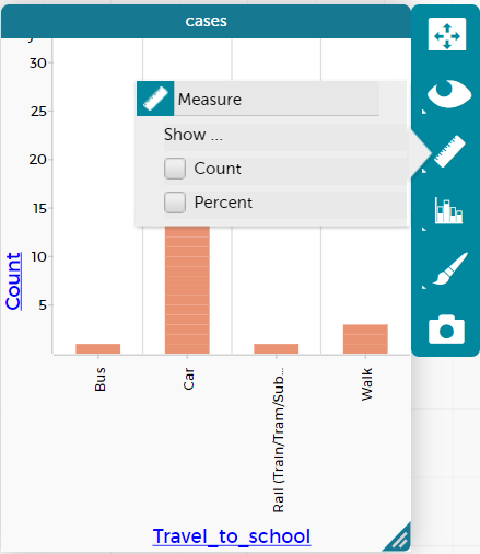 CODAP screen showing where to select “percent”.